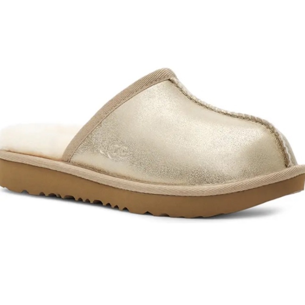 UGG Metallic Gold Kids Slip-On Shearling Slippers
